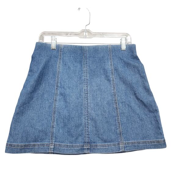NWT No Boundaries Mini Skirt Juniors MEDIUM 7-9 Blue Jean Denim Hi Rise Paneled - Picture 3 of 9